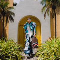 SPRAYGROUND® BACKPACK SHARKS IN PARIS WTF BUBBLE BROWN CHECK BACKPACK