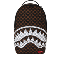SPRAYGROUND® BACKPACK BROWN AND CREAM DRIP CHECK SHARK BACKPACK