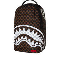 SPRAYGROUND® BACKPACK BROWN AND CREAM DRIP CHECK SHARK BACKPACK