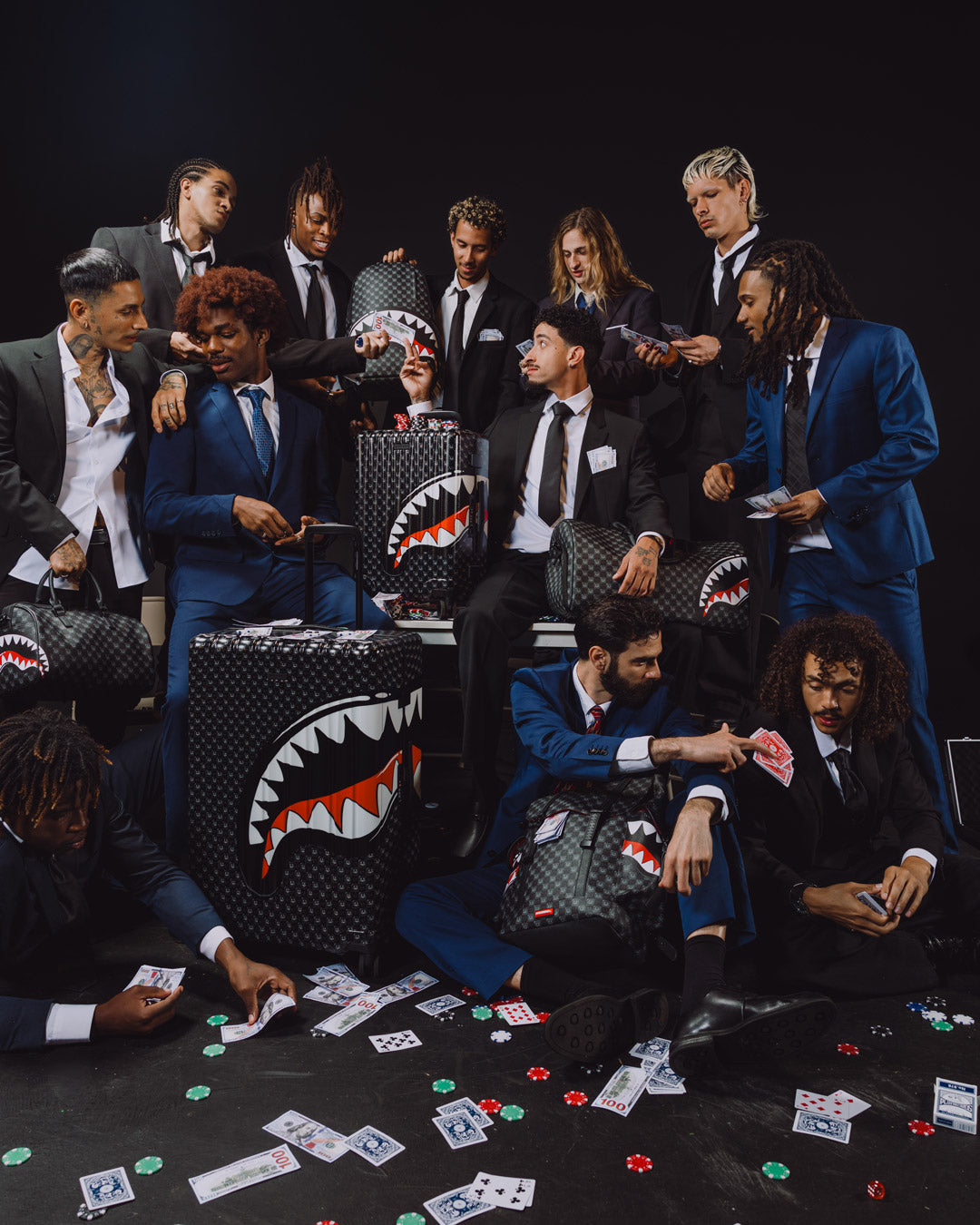 SPRAYGROUND® BACKPACK SHARKS IN PARIS WTF BUBBLY BLACK CHECK BACKPACK