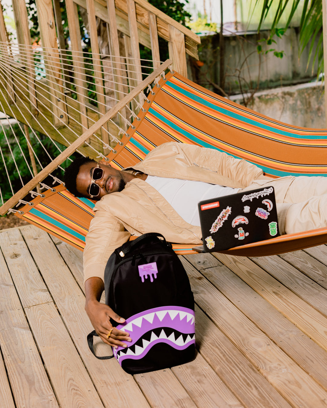 SPRAYGROUND® BACKPACK SHARK CENTRAL LIGHT PURPLE BACKPACK