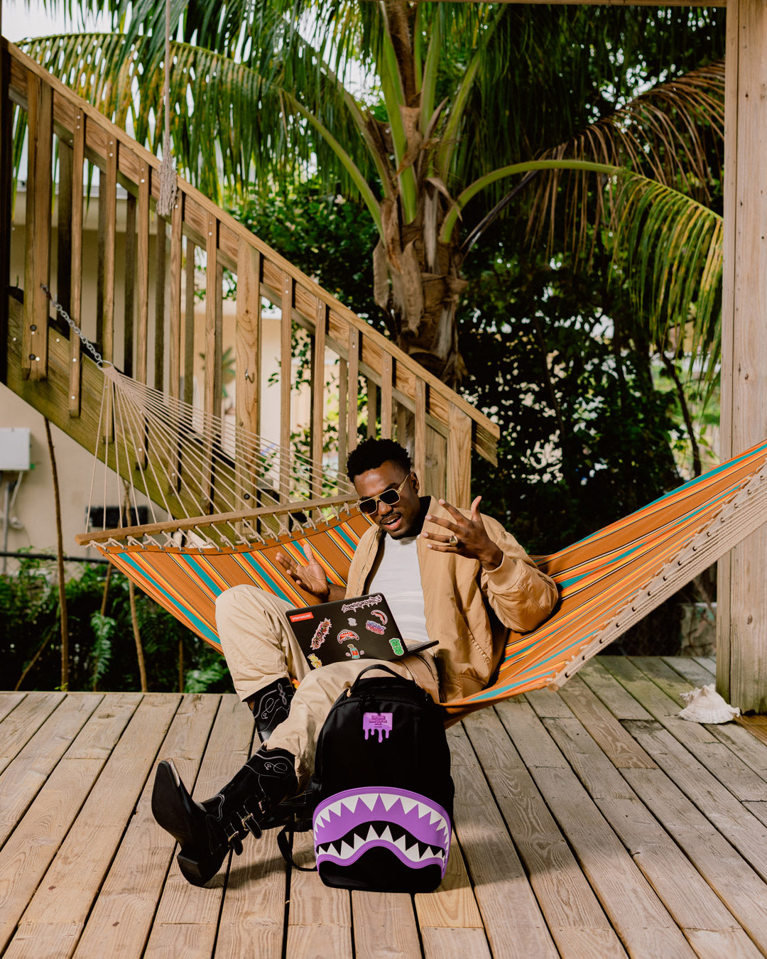 SPRAYGROUND® BACKPACK SHARK CENTRAL LIGHT PURPLE BACKPACK