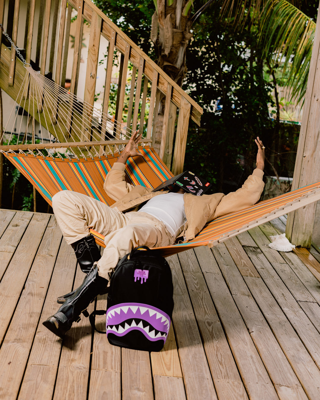 SPRAYGROUND® BACKPACK SHARK CENTRAL LIGHT PURPLE BACKPACK
