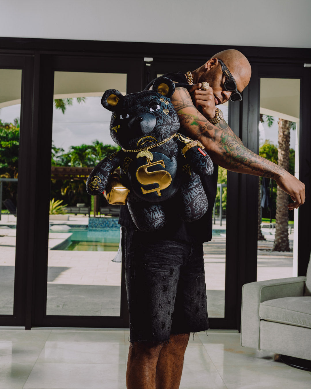 SPRAYGROUND® BACKPACK FLO RIDA THE HIT MAKER MONEYBEAR TEDDYBEAR BACKPACK
