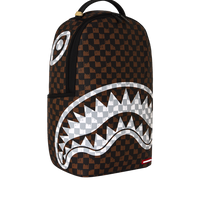 SPRAYGROUND® BACKPACK BROWN AND CREAM DRIP CHECK SHARK BACKPACK