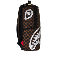 SPRAYGROUND® BACKPACK BROWN AND CREAM DRIP CHECK SHARK BACKPACK