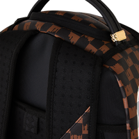 SPRAYGROUND® BACKPACK BROWN AND CREAM DRIP CHECK SHARK BACKPACK