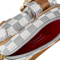 SPRAYGROUND® CROSS BODY EMBOSSED CREAM CHECK CARGO CROSSBODY