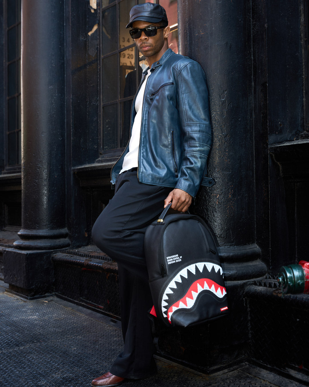 SPRAYGROUND® BACKPACK SHARK CENTRAL BLACK EMBROIDERED SHARK BACKPACK