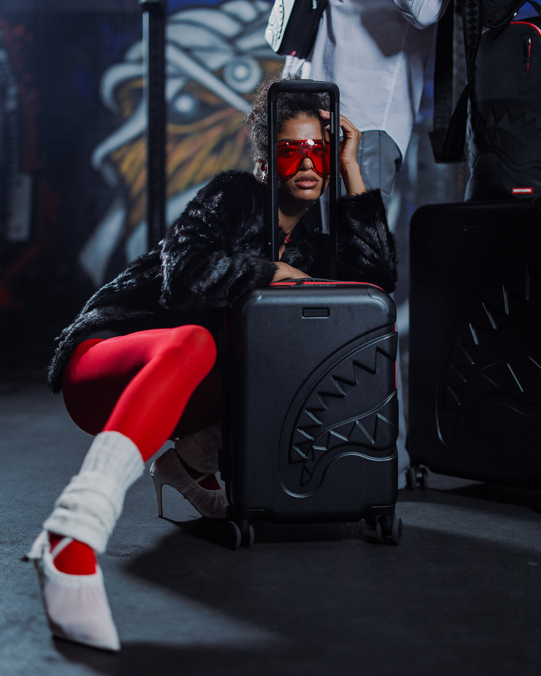 SPRAYGROUND® LUGGAGE PRINTED ZIPPER SHARK CARRY-ON LUGGAGE