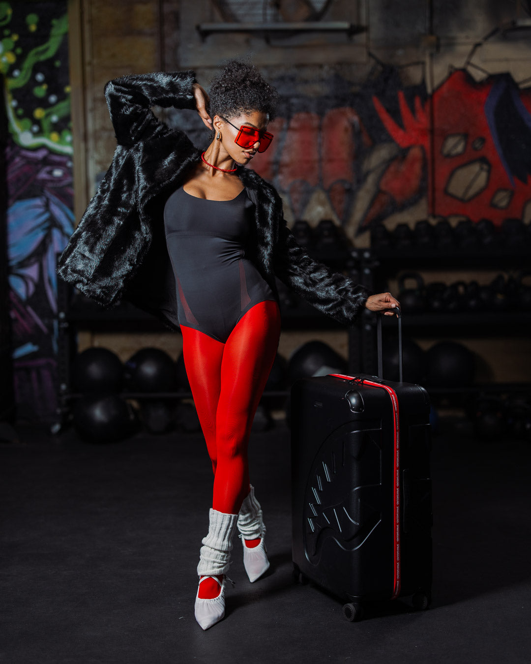 SPRAYGROUND® LUGGAGE PRINTED ZIPPER SHARK FULL-SIZE LUGGAGE