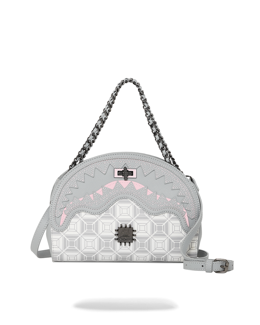 SPRAYGROUND® HANDBAG A.I.8 AFRICAN INTELLIGENCE BOOKED & BUSY SHARK HANDBAG