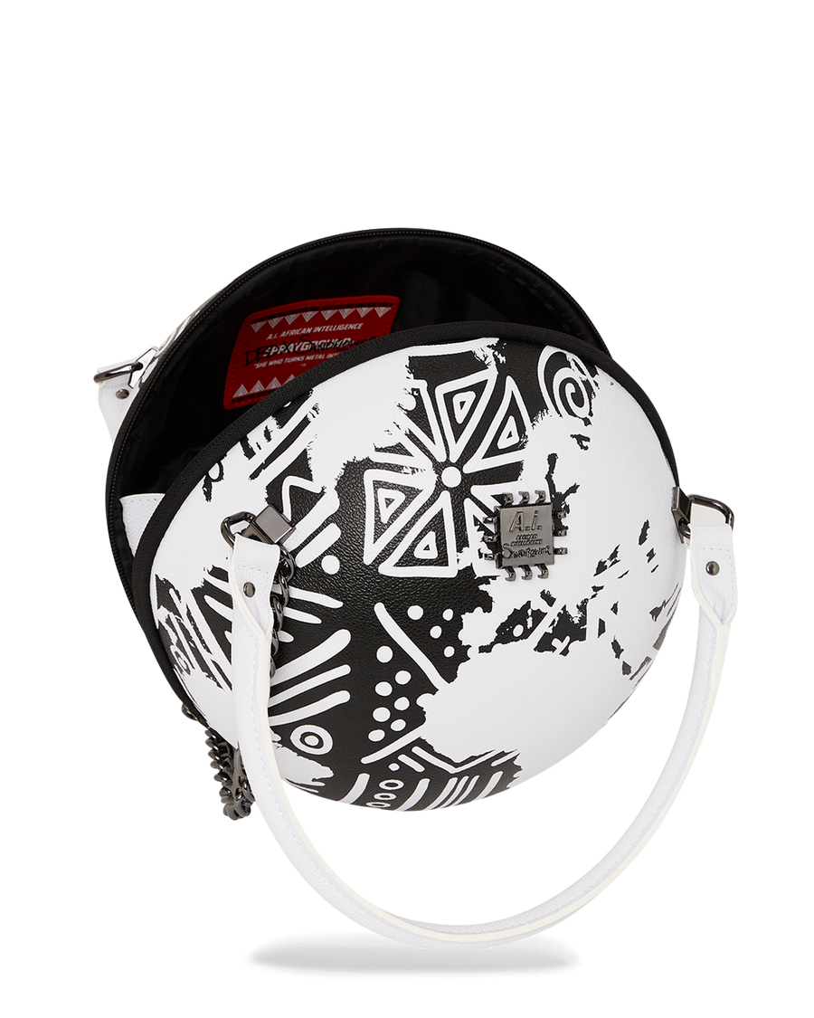 SPRAYGROUND® HANDBAG A.I.8 AFRICAN INTELLIGENCE - ORIGIN STORY GLOBE BAG