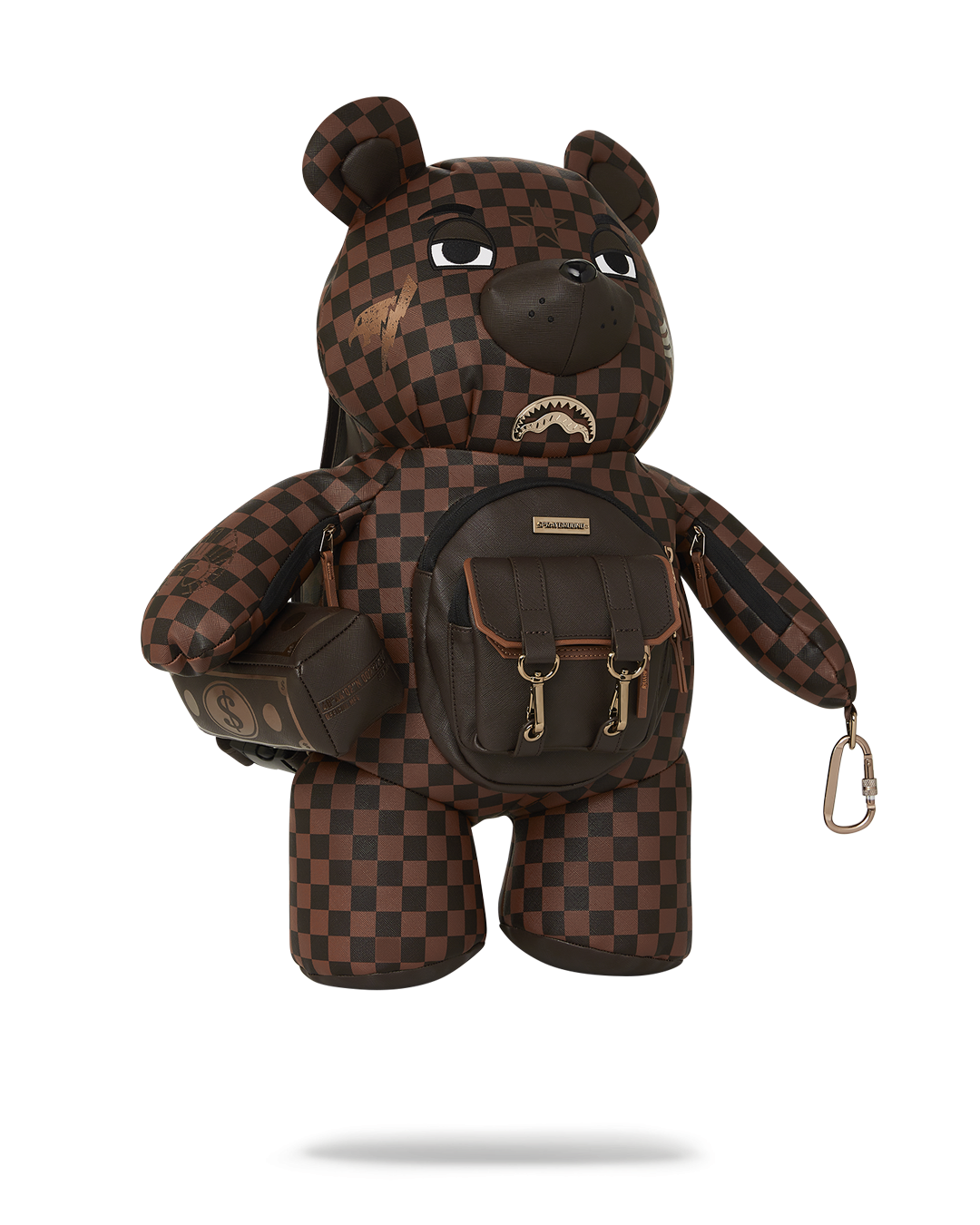 SPRAYGROUND® BACKPACK SPECIAL OPS BROWN CHECKERED MONEYBEAR TEDDYBEAR BACKPACK