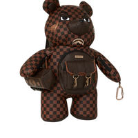 SPRAYGROUND® BACKPACK SPECIAL OPS BROWN CHECKERED MONEYBEAR TEDDYBEAR BACKPACK